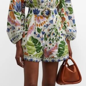 FARM RIO Summer Garden Floral-Embroidery Romper